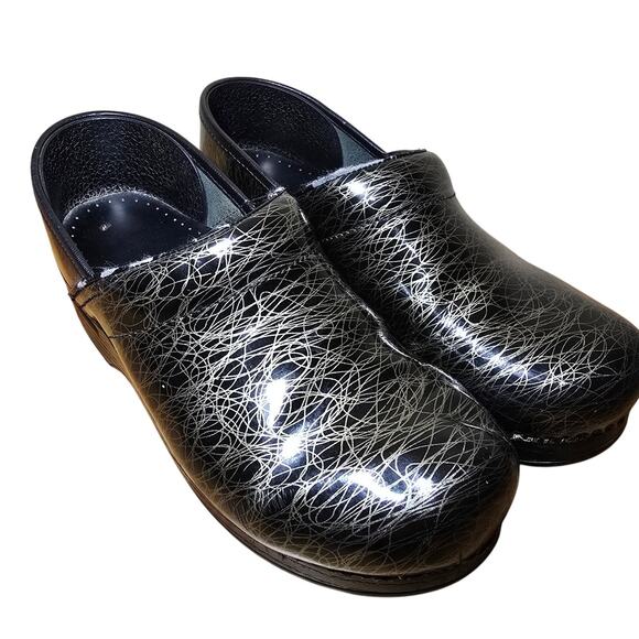 Dansko Black Gold Scribble Professional Comfort Clog Size 38 US Womens7.5 - Picture 2 of 8